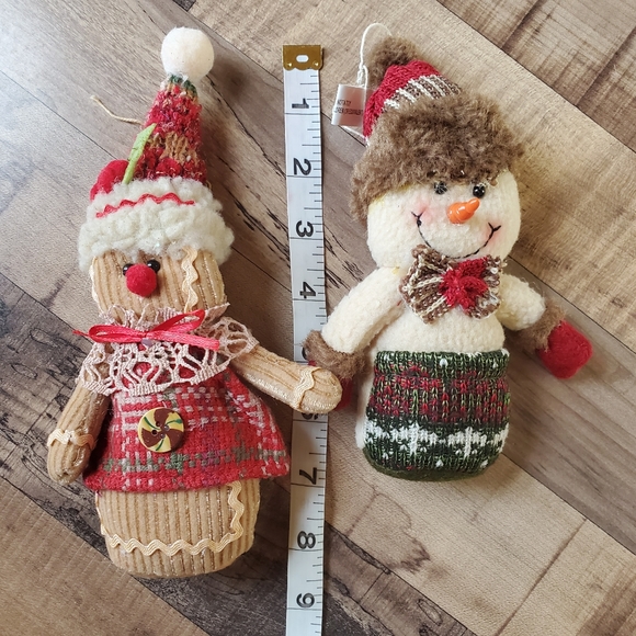 Weighted Snowman and Gingerbread boy/girl plush holiday Christmas tree ornaments - Picture 11 of 13